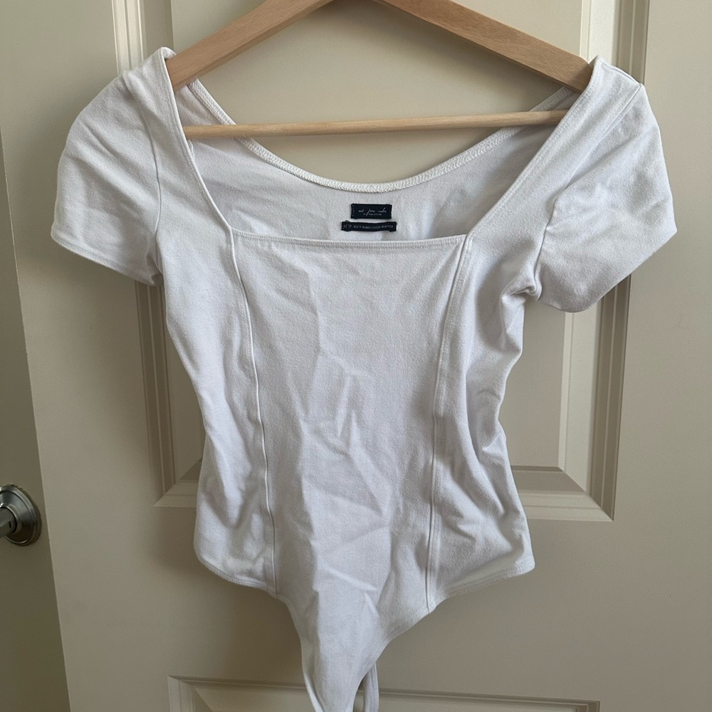 White Square Neck Bodysuit